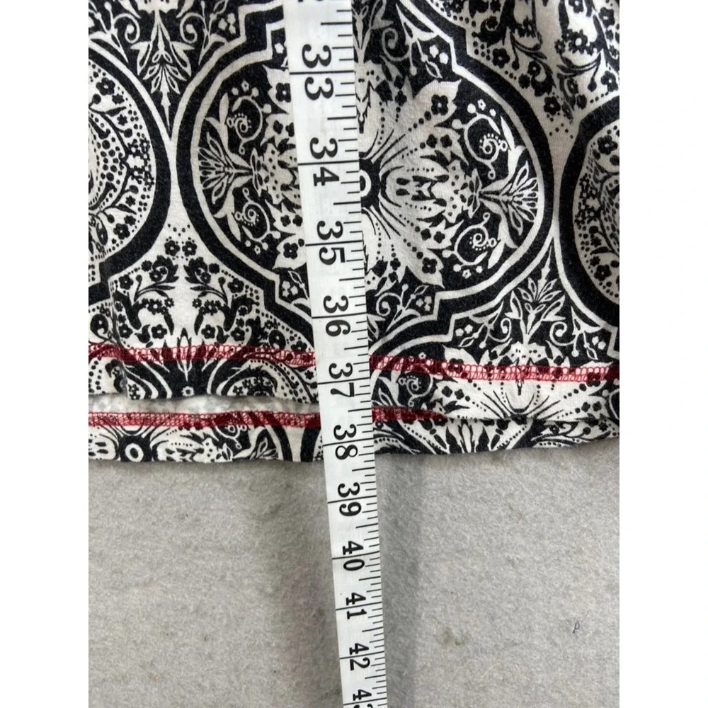 Soma Gown Sz L Black White Pattern‎ 3/4 Sleeve Dress with Red Trim Nightgown - Picture 6 of 9